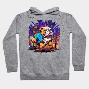 An English Bulldog design featuring a bulldog in a dynamic action pose Hoodie